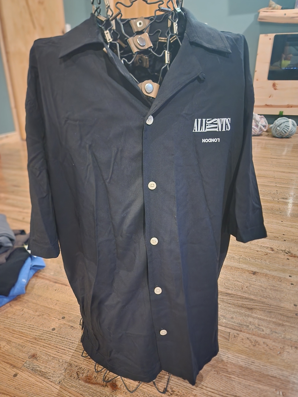 All Saints London Black Short-Sleeve Button Shirt Jacket